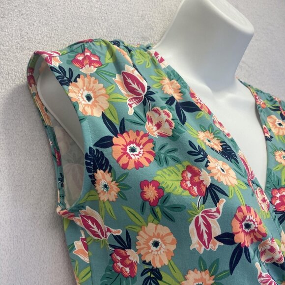 Lands End Floral Faux Wrap Dress Womens Size Small 6 8 Modal Green Colorful Knee - Picture 9 of 12